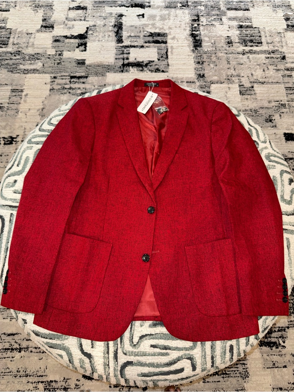 Men's Bold Red Wool-Blend Sport Coat - Classic Two-Button Blazer